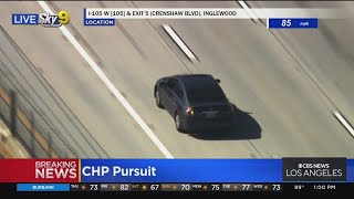 Pursuit Suspect Swerves Through Lanes Of Carpool Lane Of 105 Freeway