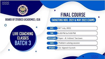 Final Paper 8: ITL | Topic: Problem solving session | Session 2 | 06 July, 2021