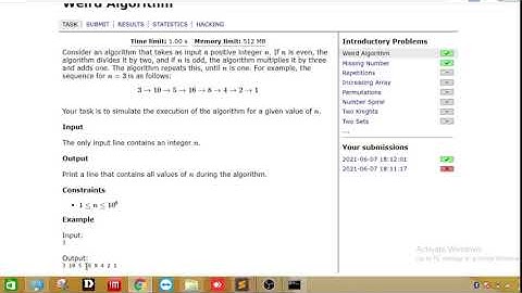 Weird Algorithm | CSES | Introductory Problems | C++