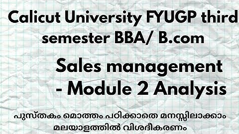 THIRD SEMESTER CALICUT UNIVERSITY SALES MANAGEMENT PART 2 VIDEO