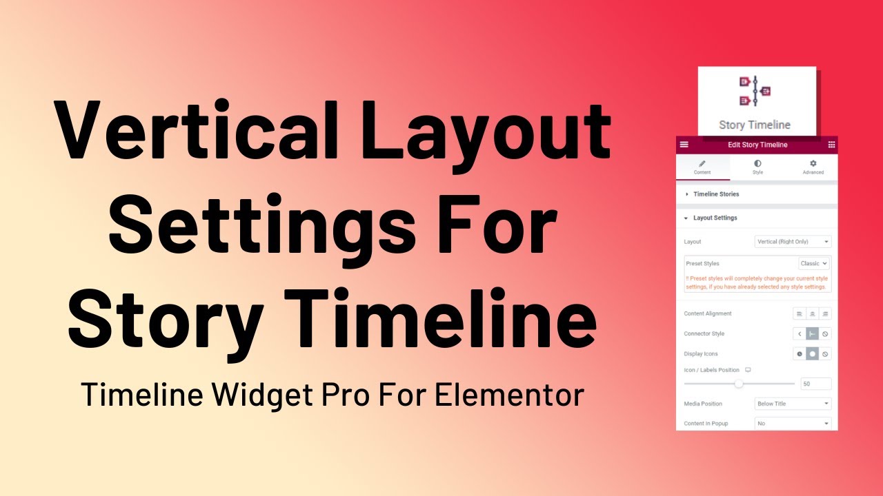 Timeline Widget Pro For Elementor −Vertical Layout Settings For Story ...