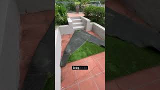 👉 How To Cut Artificial Grass PERFECTLY (No Gaps) #diy #fyp
