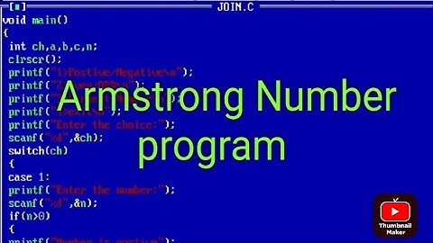 Creatable Armstrong Number program in c language with turbo #code