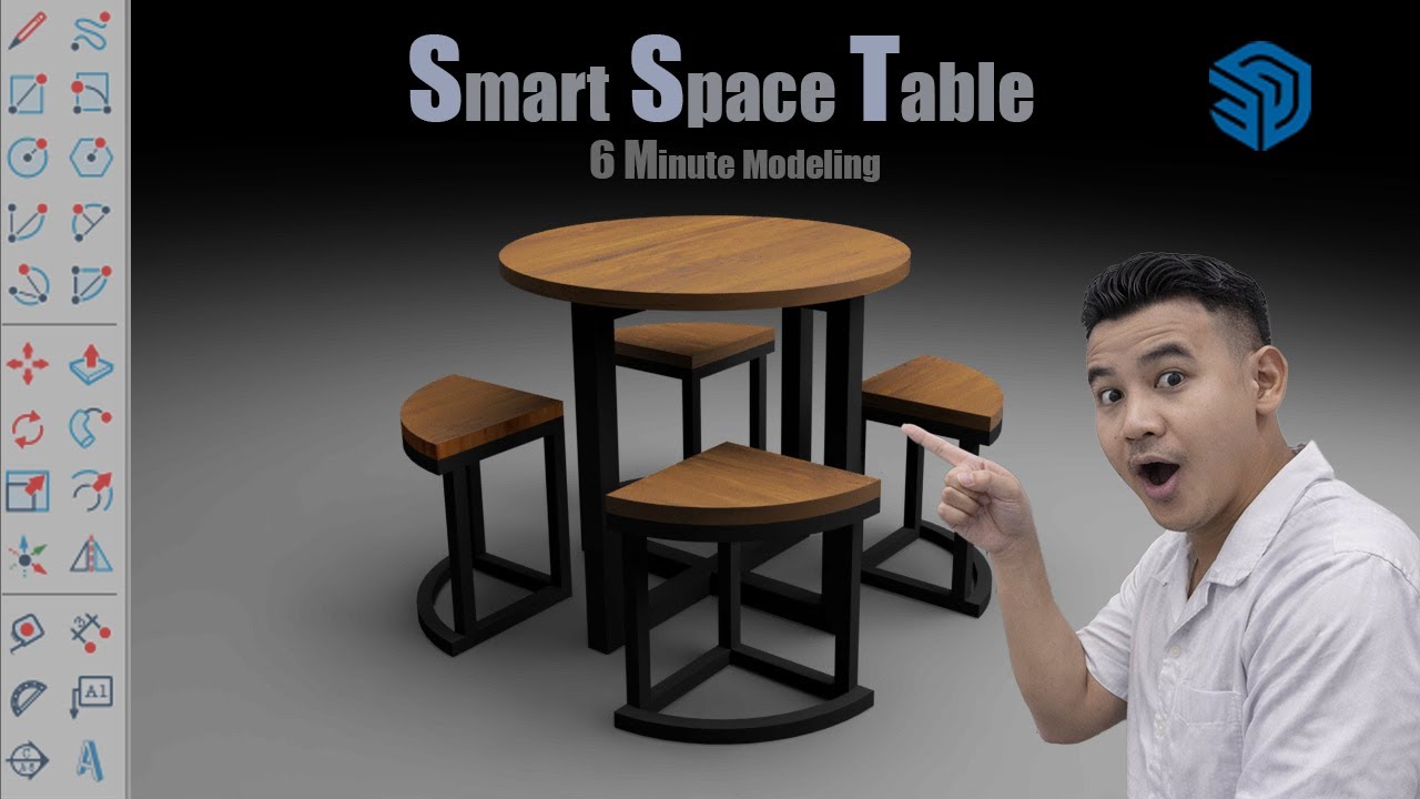 Easy Round Table Drawing | Smart Space Idea with Chairs