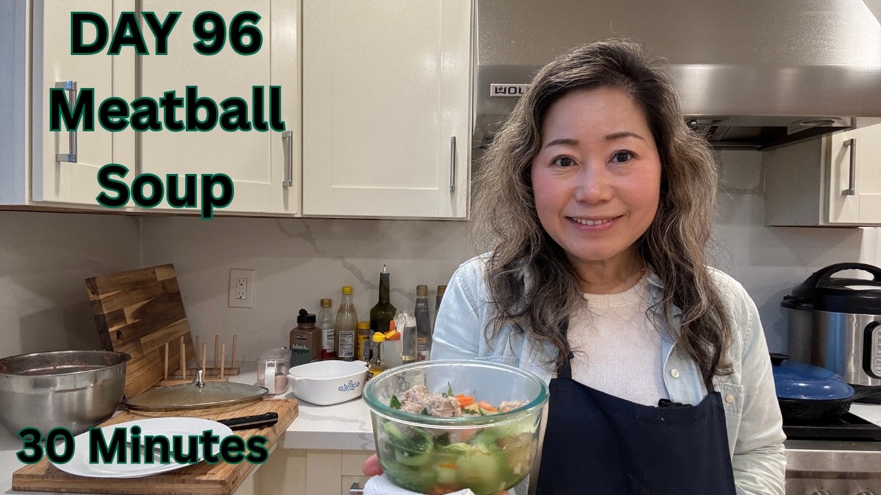 🥩🥬🍲DAY 96 - Meatball Soup Recipe #video #meatballs #chinesefood #soup #healthyrecipes #easyrecipes