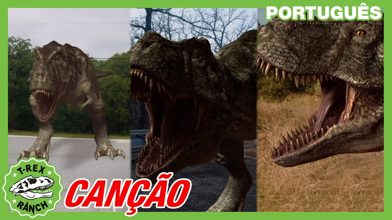 Desenhos animados tiranossauro rex rugindo