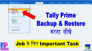 Backup and Restore in Tally Prime | Tally data backup and restore | Backup in tally prime