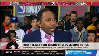 ESPN FIRST TAKE | Stephen A. Smith react to Does the NBA need to stop Drake's sideline antics?