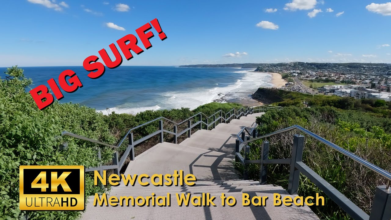 Newcastle | Memorial Walk to Bar Beach | 4K UHD Video Walk
