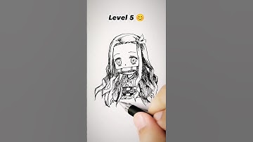 How to Draw Nezuko in different levels 😳 #shorts #anime #drawing