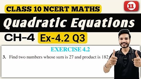 Class 10 Maths || Exercise 4.2 Q3 || Chapter 4 Quadratic Equations || New NCERT || CBSE