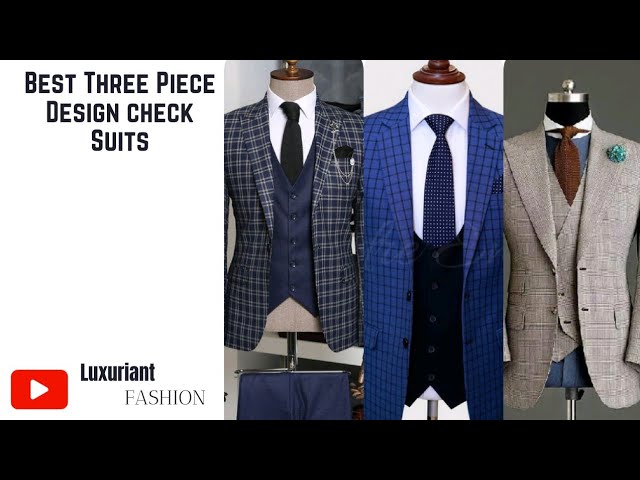 New Elegant 3 Piece Men Plaid Suits Blue Check Suit Design for Men High  Quality Mens Wedding Suits trajes elegante para hombres - AliExpress