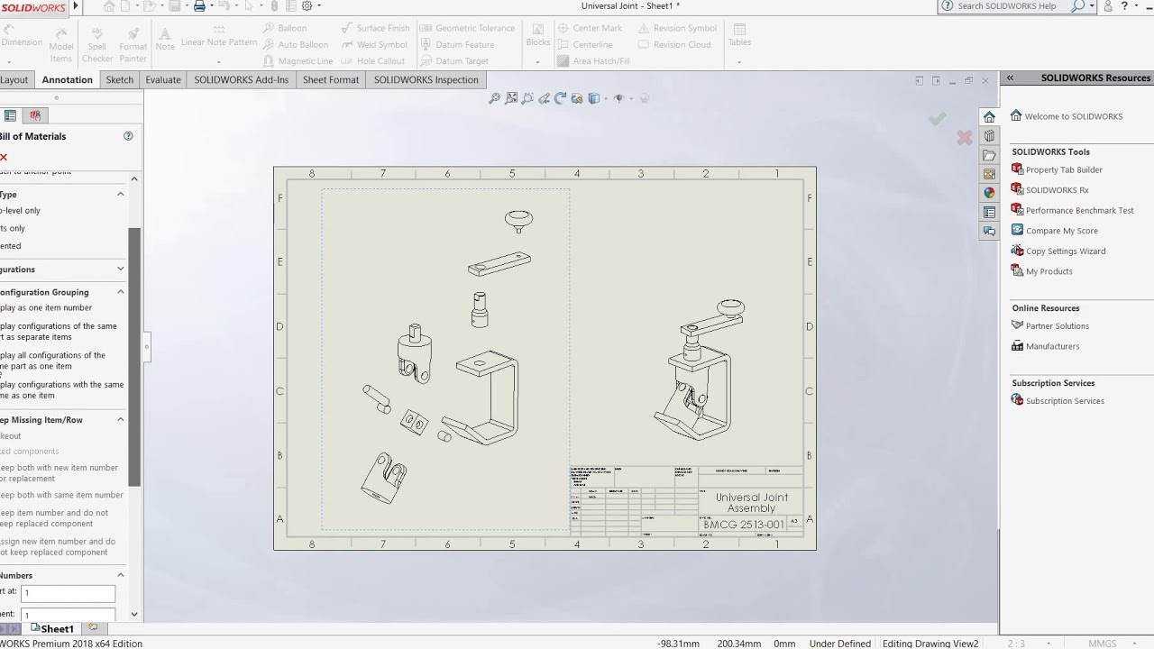 Solidworks Assembly Universal Joint 8 - YouTube