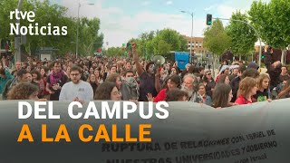 PROTESTAS PROPALESTINAS: ESTUDIANTES salen de la UNIVERSIDAD y CORTAN una AVENIDA de MADRID | RTVE