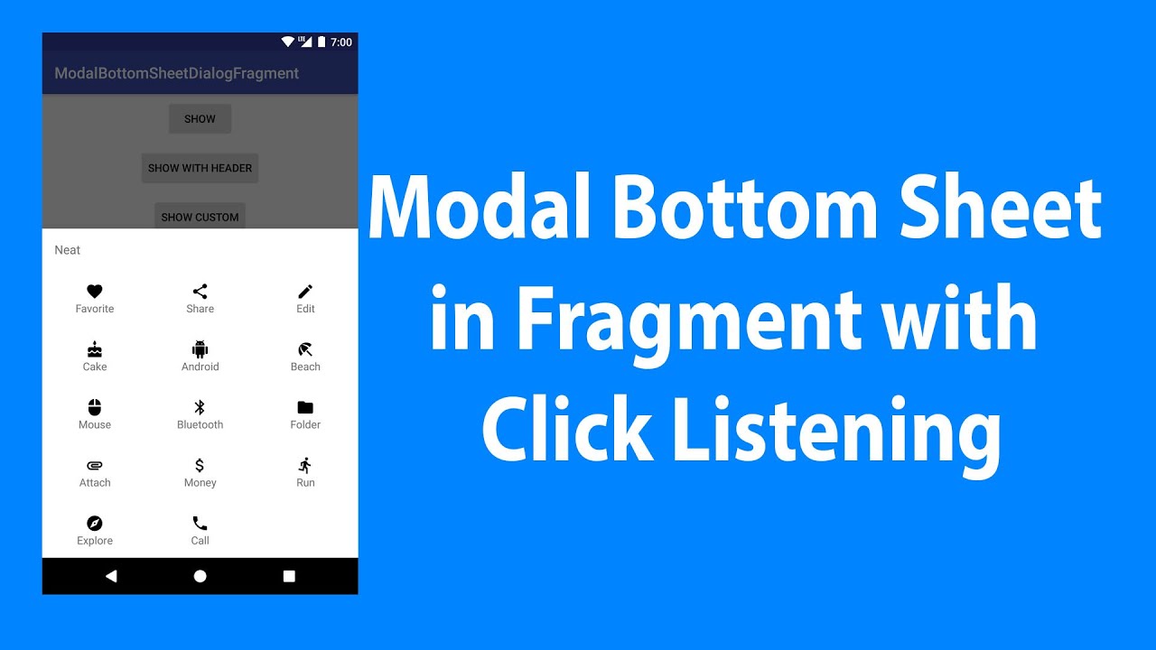 Implementing Modal Bottom Sheet in Fragment With Click Listening - YouTube