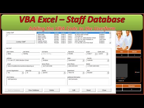 Staff Database - Adding the VBA Code - YouTube