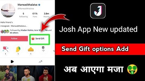 Josh App Send Gift options Add |Josh App new updated |Josh App Send Gift options kaise paye