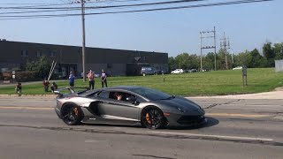 Lamborghini Aventador SVJ With Gintani Exhaust Does Launch Control Leaving Cars And Coffee!