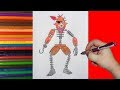 How to draw Ignited Foxy, FNaF, Как нарисовать игнайт Фокси, ФНаФ