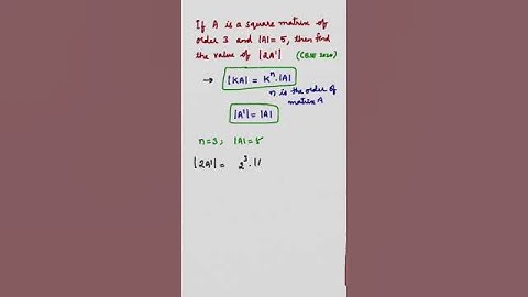 If A square matrix of order 3 |A|=5 find |2A’| #shorts #jee #cbse #eamcet #maths #cbsemathematics