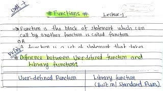 Function|Difference between User defined function &amp; Library function|C Programing|PU TU PoU BE Civil