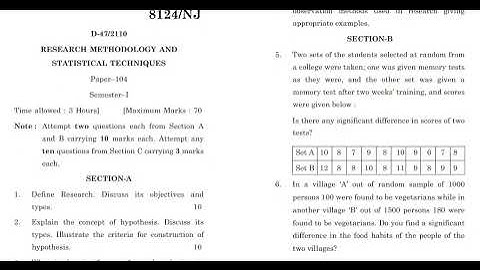 RESEARCH METHODOLOGY AND STATISTICAL TECHNIQUES/QUESTION PAPER/MCOM 1