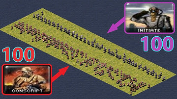 Conscripts vs Initiates - long battle area - Red Alert 2