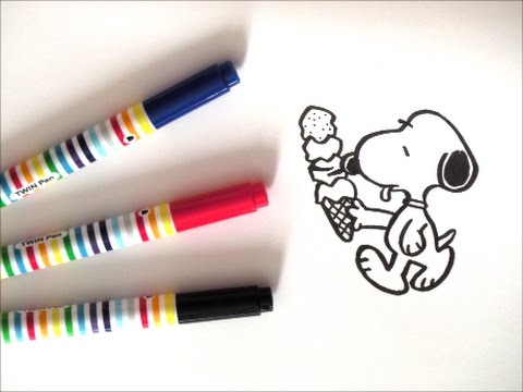 アイスを食べているスヌーピーの描き方 スヌーピーイラスト How To Draw ｓnoopy 그림 Youtube