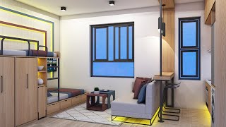 TINY APARTMENT 210sqft ( MICRO STUDIO APARTMENT 19.5sqm ) | SPACE SAVING IDEAS | NEVER SAY TOO SMALL