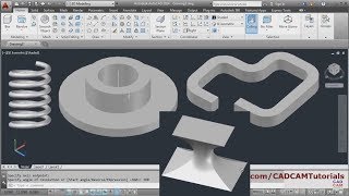 AutoCAD 3D Tutorial for Beginners  3 of 3 | AutoCAD Revolve, Sweep, Spring & Loft Command