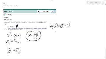 log5(5x-1) = 2, solve for x