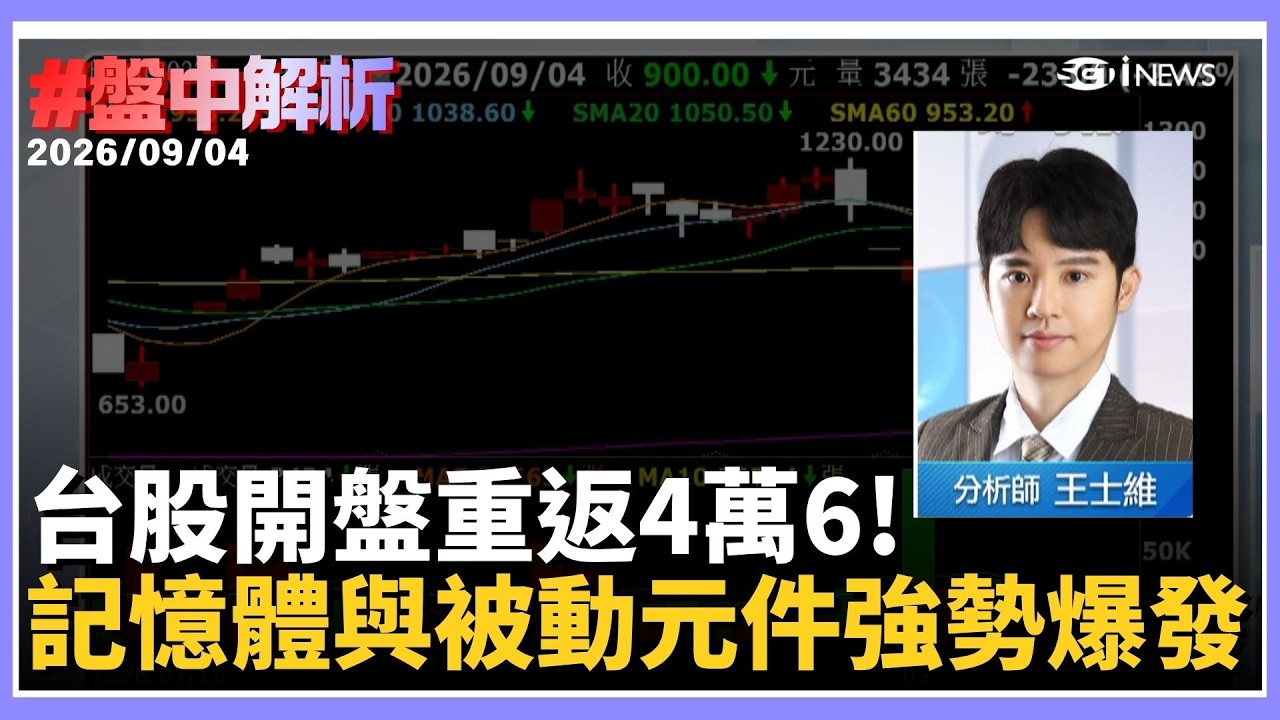 【#盤中解析】台股開盤狂飆逾700點重返4萬6！融資降近70億散戶洗盤結束？博通財測火熱激勵台廠大單！緯創上半年獲利創高帶勁AI族群｜三立財經iNEWS