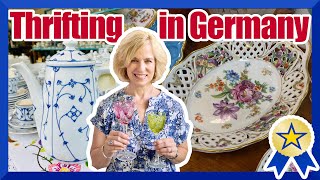 Thrifting a consignment shop in Germany! Amazing prices on china, crystal, antiques, and more!