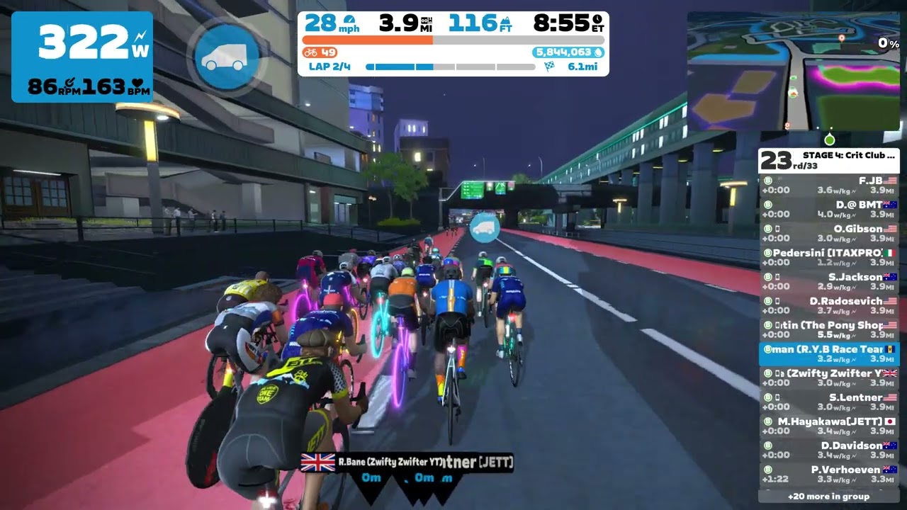 Zwift Race Stage 4 Crit Club Neokyo Crit Course Cat B on Neokyo Crit Course in Makuri Islands