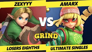 The Grind 203 Top 8 - Zexyyy (Young Link) Vs. AmarX (Min Min) Smash Ultimate - SSBU