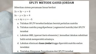 Menyelesaikan SPLTV dengan Menggunakan Eliminasi Gauss-Jordan