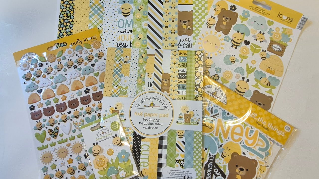 Bee Happy - Another Adorable Collection from Doodlebug Design - Haul of Paper, Stickers, & Die-cuts