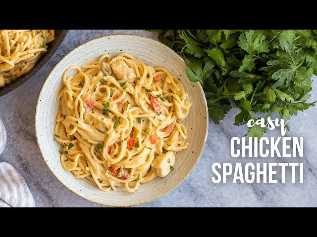 Easy Creamy Chicken Spaghetti | The Recipe Rebel class=