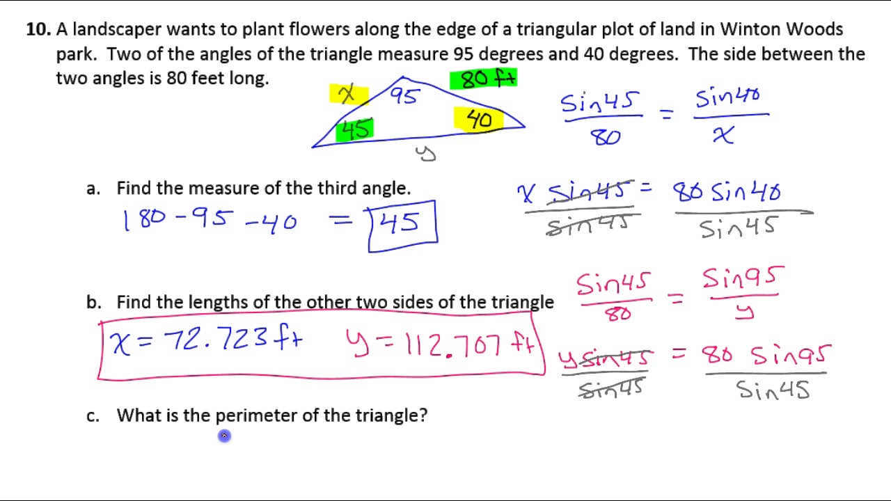 problem solving involving law of sine