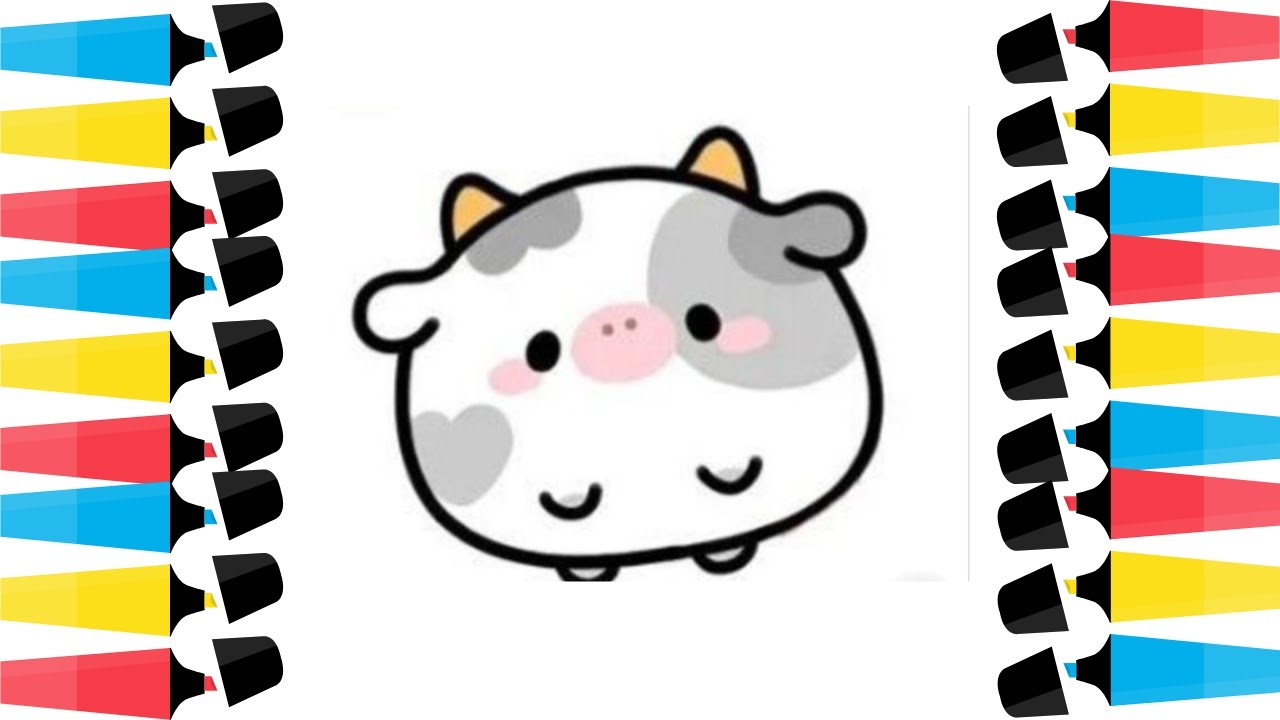 Cómo dibujar una vaca kawaii fácil paso a paso 🐮