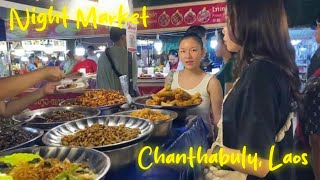 Night Market in Chanthabuly, Laos (street vendors sell yummy food and many other items)