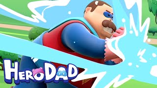 The Super Hero Dad Gets Stuck! | Hero Dad | Cartoons For Kids!