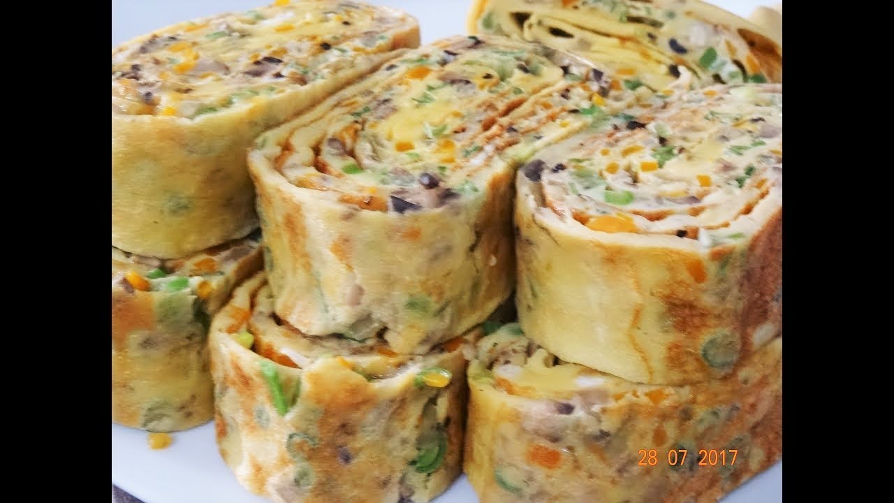 TRỨNG CUỘN -  hướng dẫn cách làm món Trứng chiên cuộn sắc màu by Vanh Khuyen
