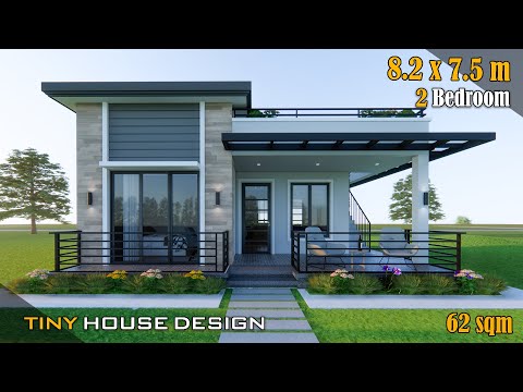 Small House Design | 8.20m x 7.50 m (62 sqm) | 2 Bedroom