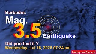 Barbados Region, Windward Isl. Earthquake today now