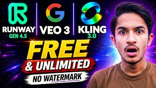 How I Use Free Kling 3.0 + VEO 3 Free + Runway Gen 4.5 FREE 😱 | Free Ai Video Generator 🤯