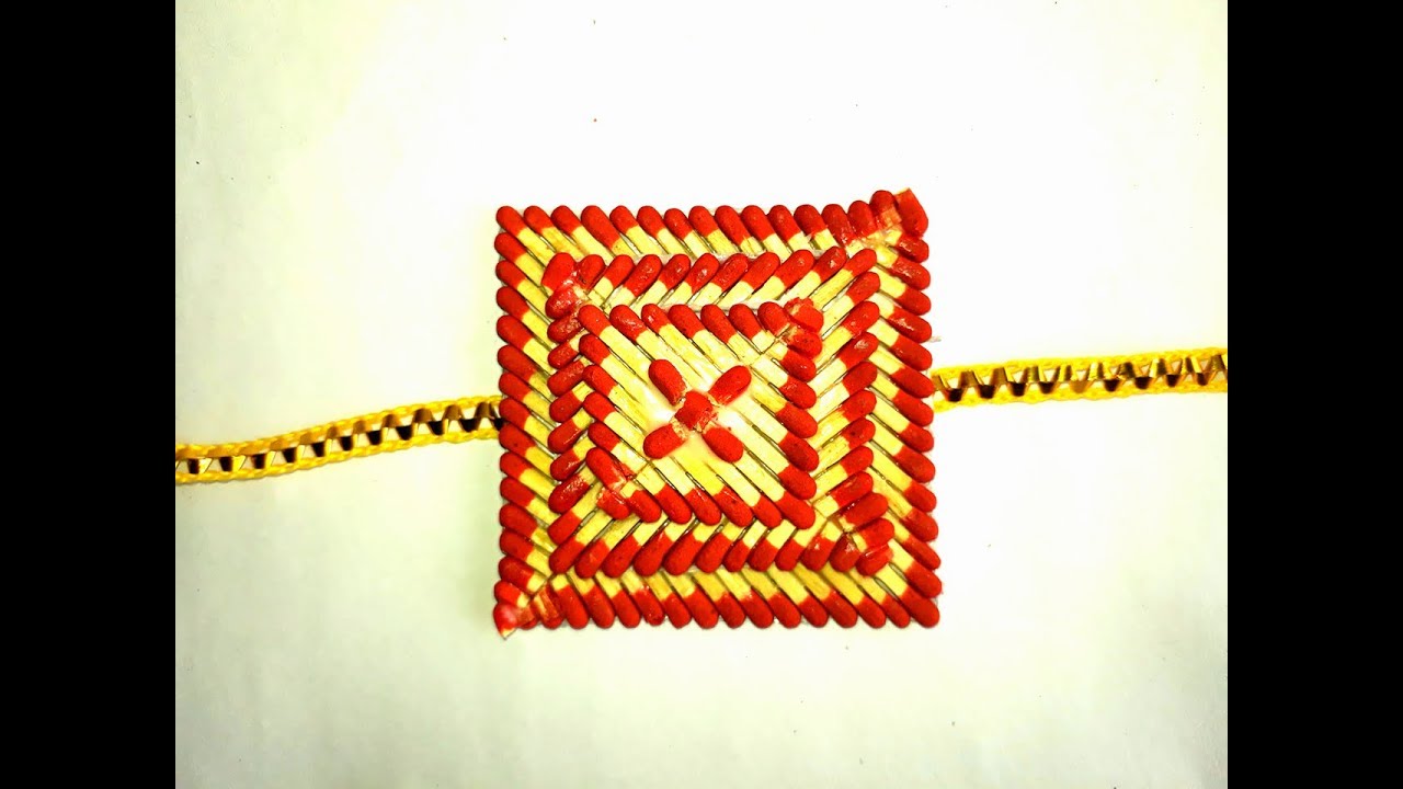 Matchstick art. How to make matchstick rakhi part 2. rakhi making from ...