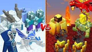 ICE ARMY vs FIRE ARMY in Minecraft Mob Battle