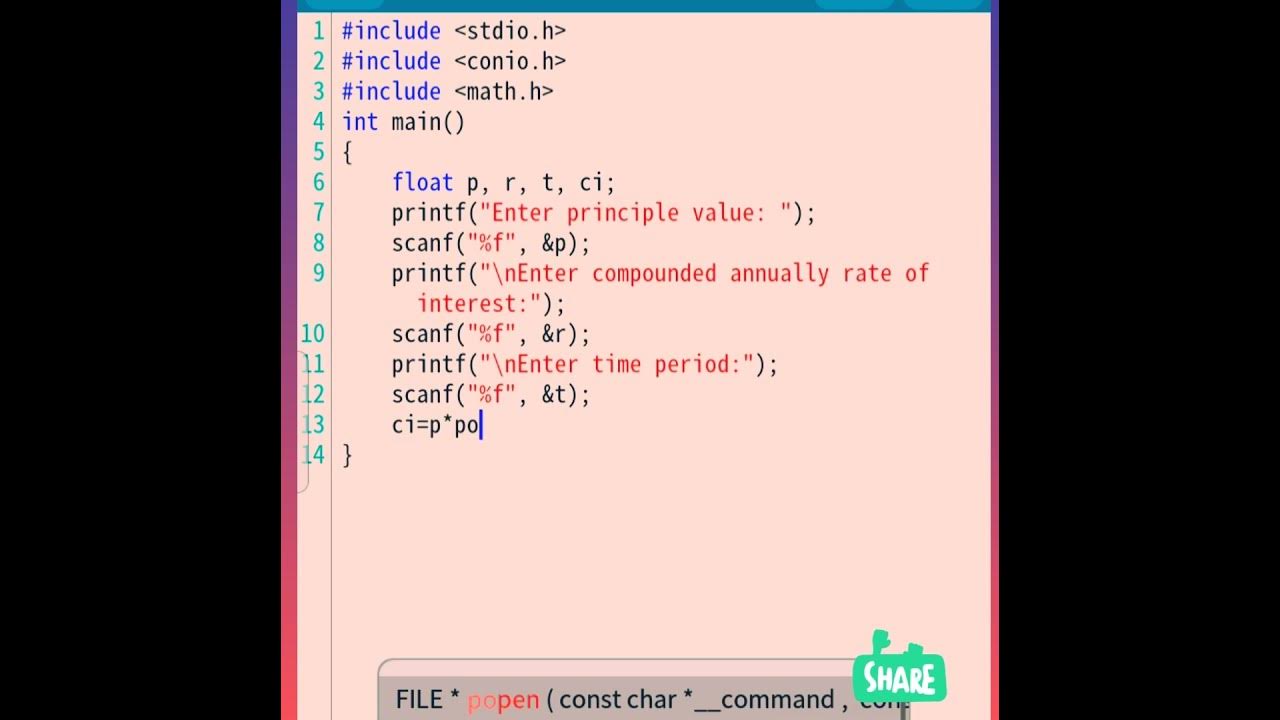 🔥C program to find Compound Interest 🔥 Calculate compound interest in C ...