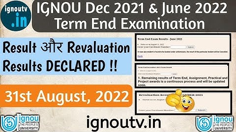 IGNOU Result & Revaluation Result UPDATED for Dec 2021 & June 2022 TEE